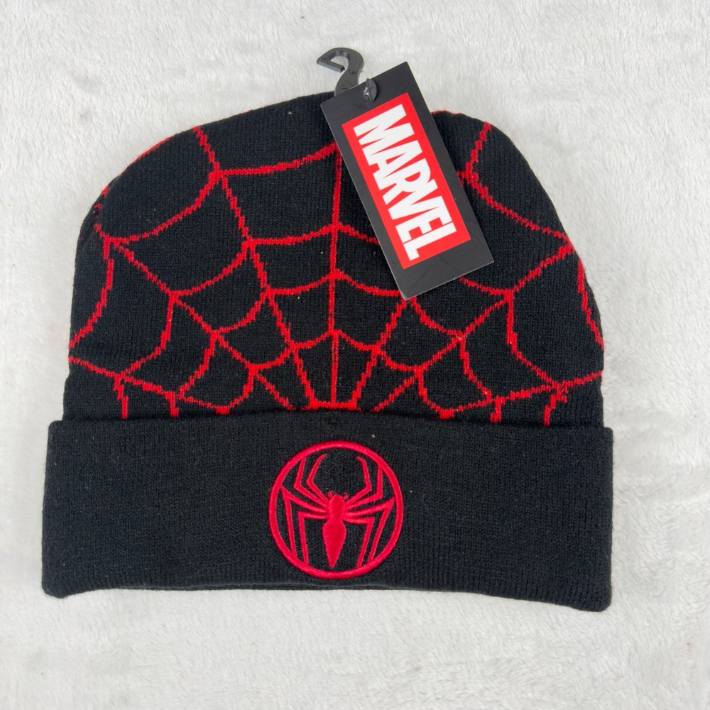 Marvel‎ Men's UnIsex Spider-Man Spiderweb Beanie Black OSFM Bioworld New